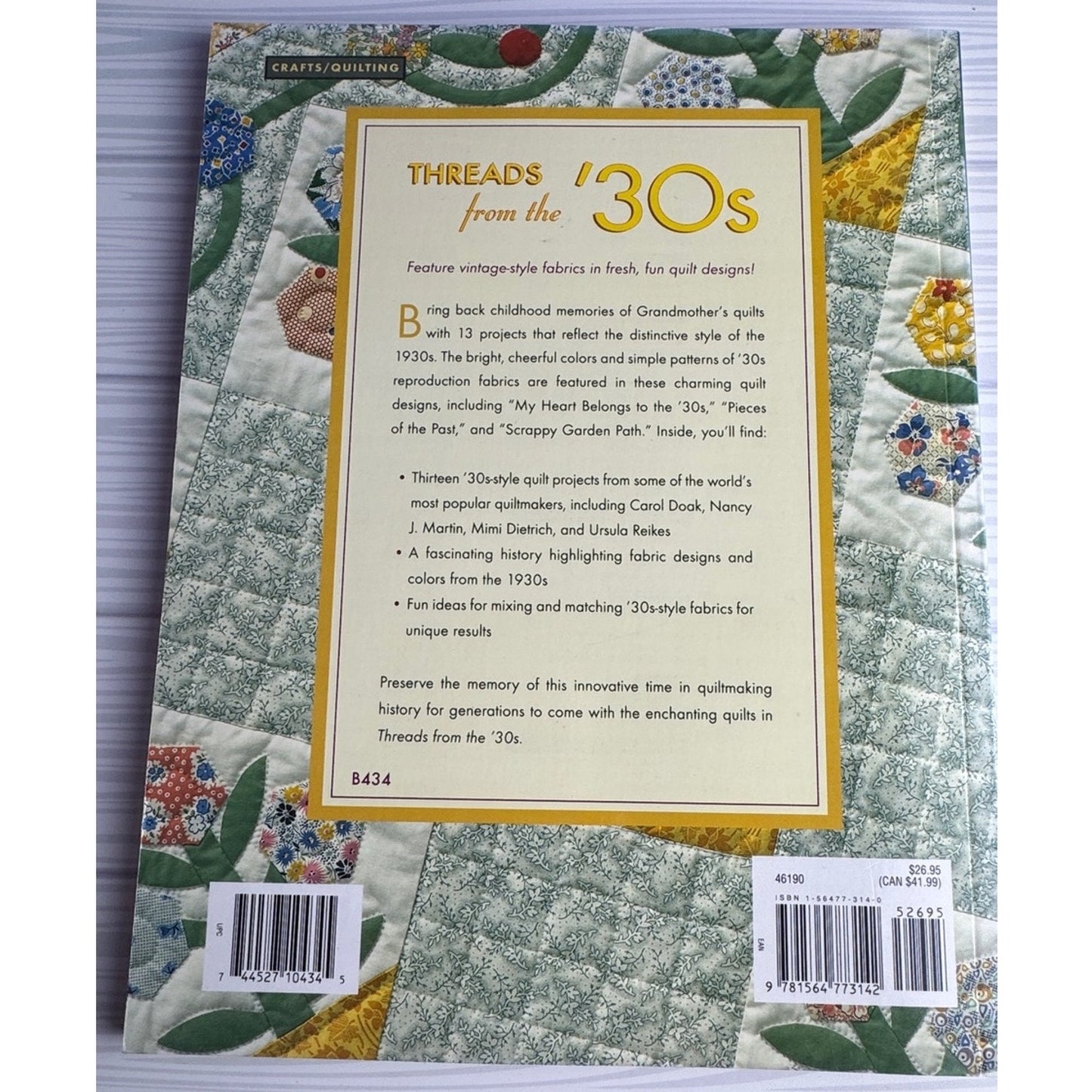 Threads from the '30s Quilts Using Reproduction Fabrics Pattern Book Nany Martin