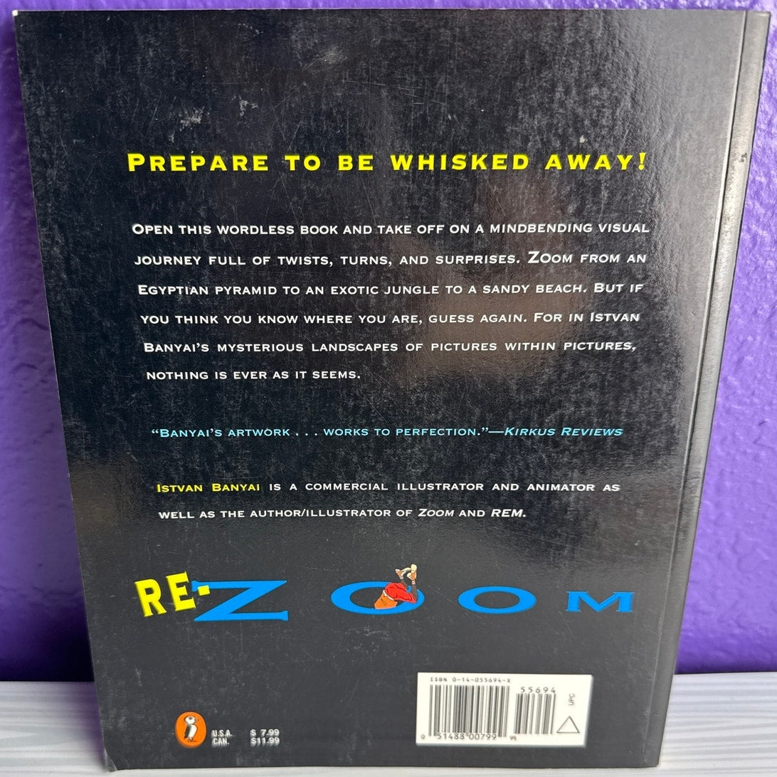Re-Zoom Istvan Banyai Wordless Picture Book Vintage 1998 Paperback Zoom Sequel - Lane Creatives