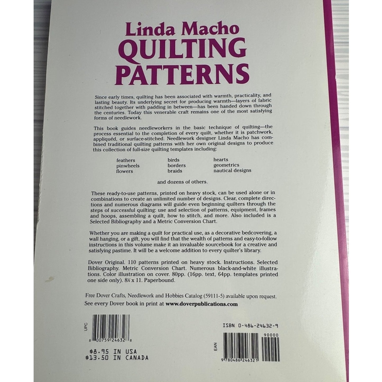 Linda Macho Quilting Patterns Book 110 Full Size Designs Dover Needlework 1984