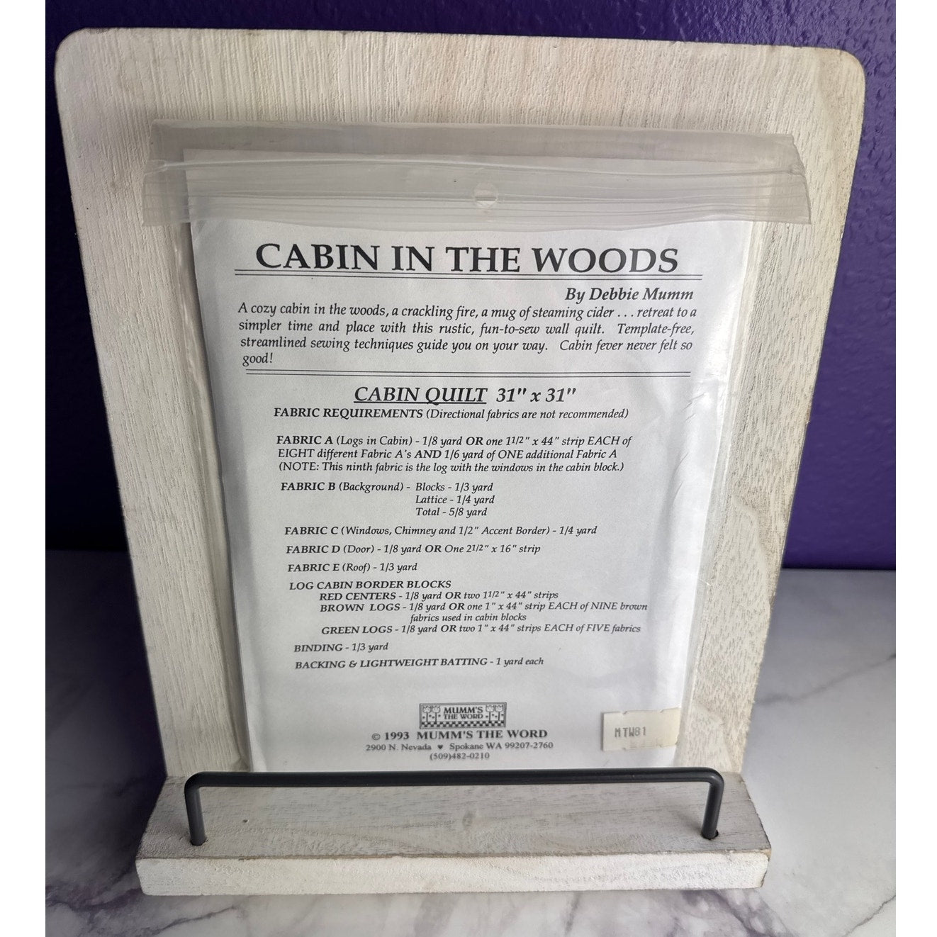 Vintage Debbie Mumm Cabin In The Woods Quilt Pattern Wall Hanging 1993 - Lane Creatives