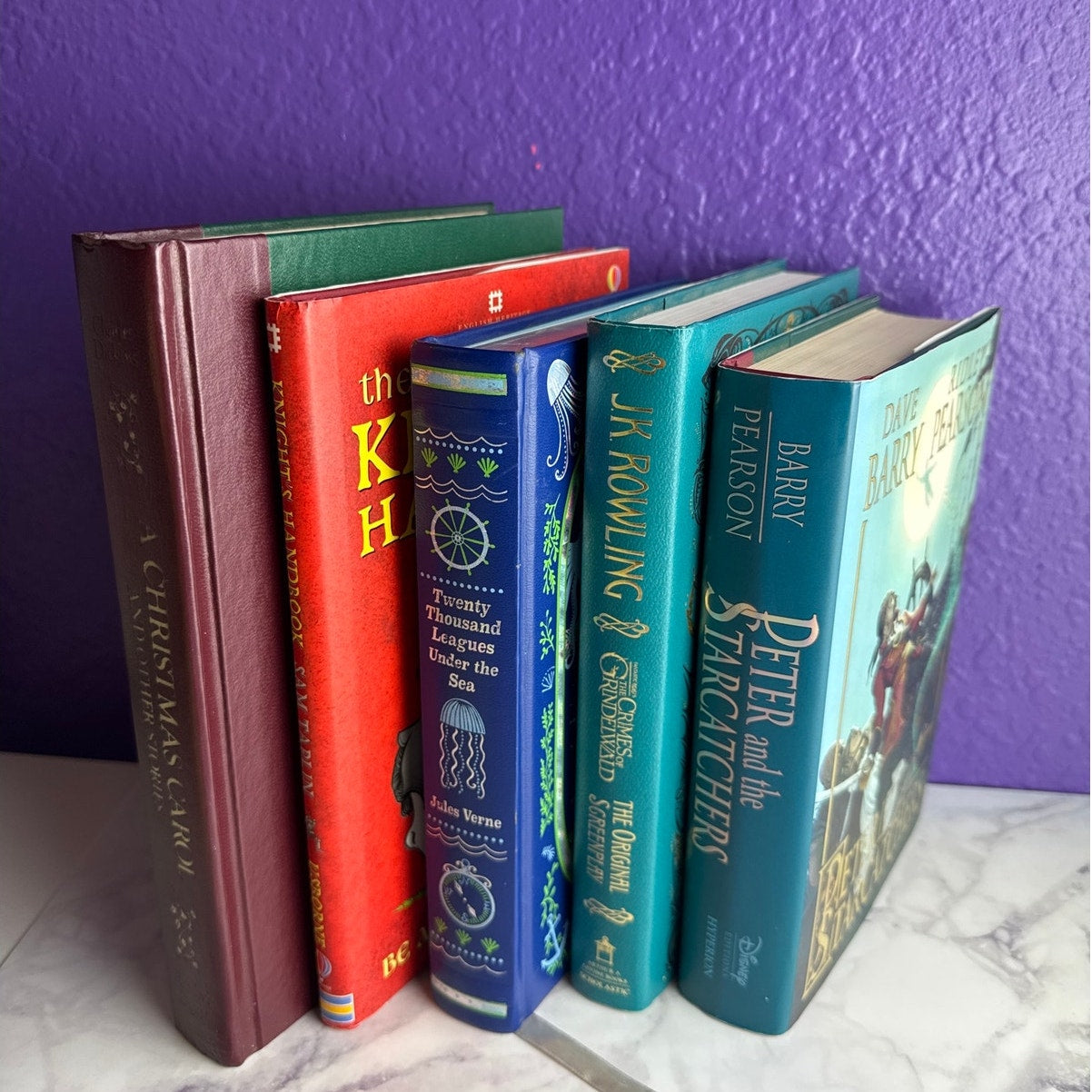 Hardcover Book Lot of 5 Fantasy Sci-Fi Classics Peter Pan Verne Dickens Knights