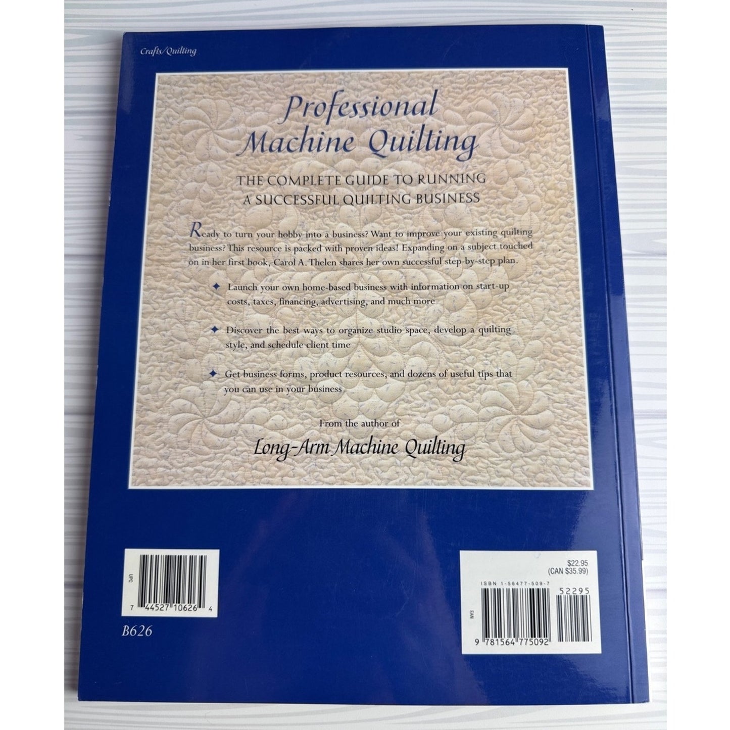 Professional Machine Quilting Carol Thelen Book Guide Running Successful Business