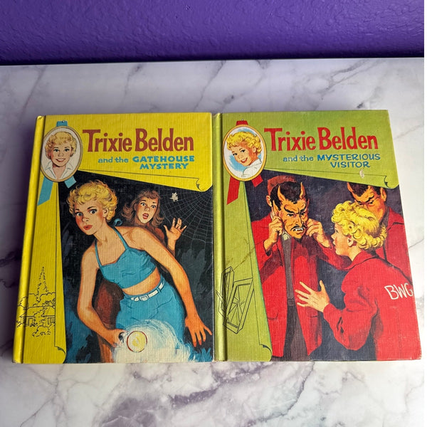 Vintage Trixie Belden Book 3-4 Lot Whitman Hardcover Mystery 1950s Cameo Edition - Lane Creatives