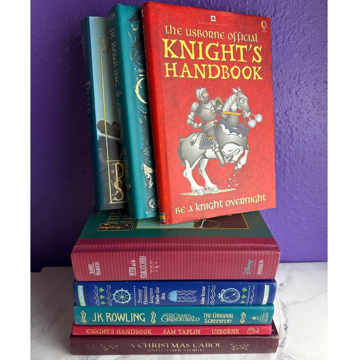 Hardcover Book Lot of 5 Fantasy Sci-Fi Classics Peter Pan Verne Dickens Knights