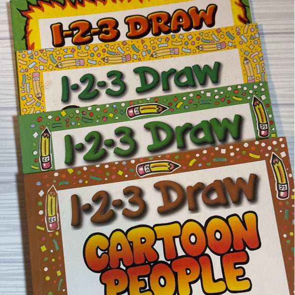 1-2-3 Draw Book Lot Steve Barr Cartoon People How to Draw Step by Step Art Kids 4 Books - Lane Creatives