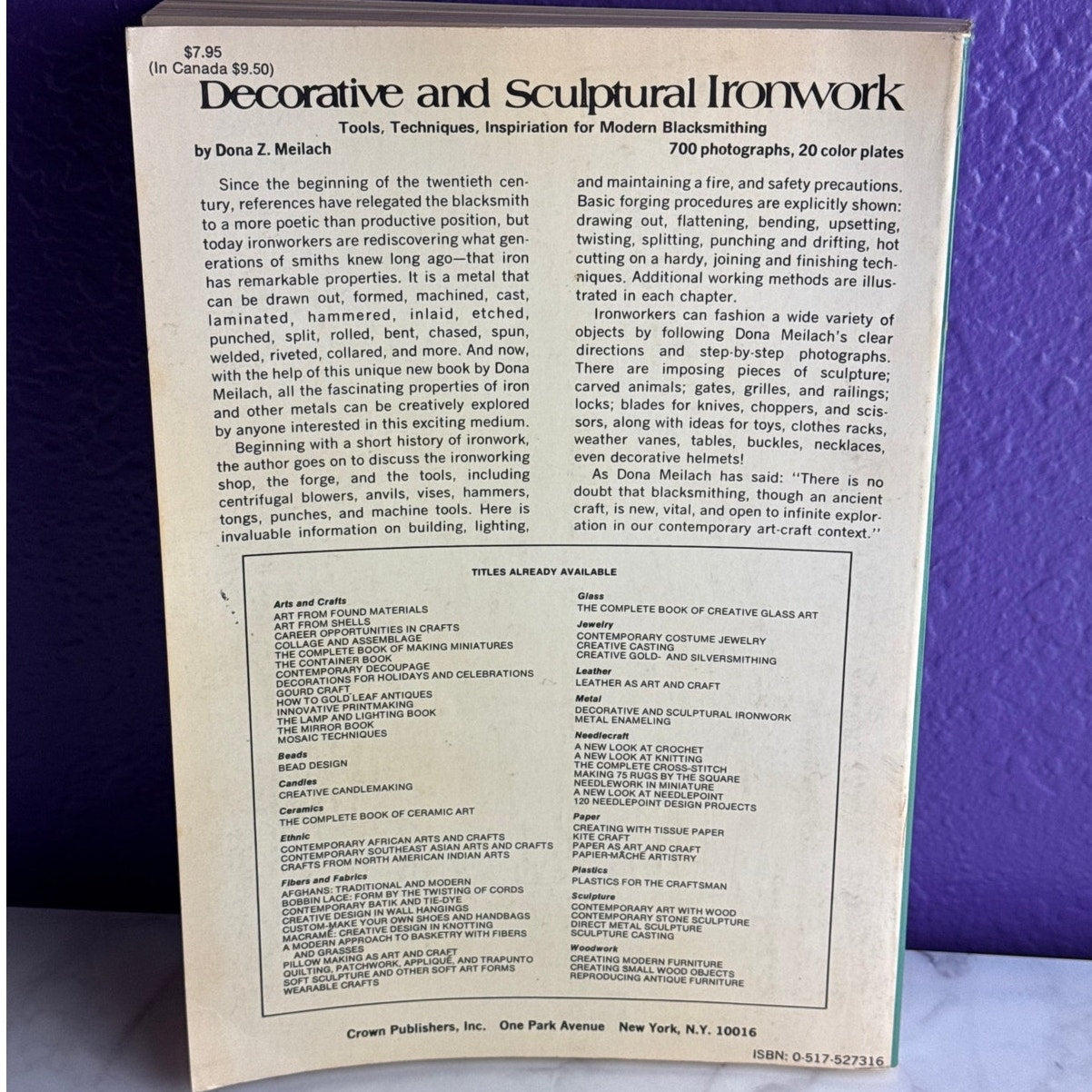 Decorative and Sculptural Ironwork Dona Meilach Blacksmithing Book 1977 Vtg
